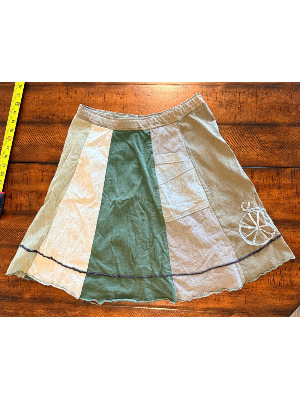 Sardine Clothing Co One of a Kind Upcycled Women's Skirt - bicycle theme, medium